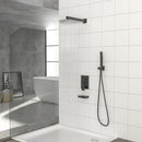 Square Shower System With Waterfall Tub Spout And Rough In Valve, Wall Mounted