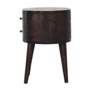 Rounded Wooden Bedside Table - Walnut