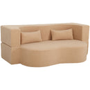 2 In 1 Convertible Full Size Folding Loveseat Couch With Soft Teddy Fabric