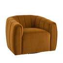 Serenizia - Upholstered Velvet Swivel Chair With Channel Tufted