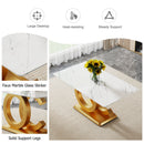 Modern Minimalist Rectangular Dining Table For 6 - 8 People With Brackets And Aureate Base - Gold