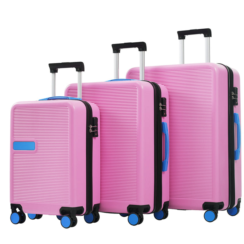 Hardshell Luggage Sets 3 Pieces Contrast Color Suitcase With Spinner Wheels And Tsa Lock 20" 24" 28" Available