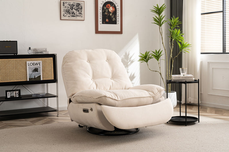Power Recliner Swivel Glider USB Charger With Bluetooth Music Player Different Function Sleep Working Game And Leisure Model - Cream