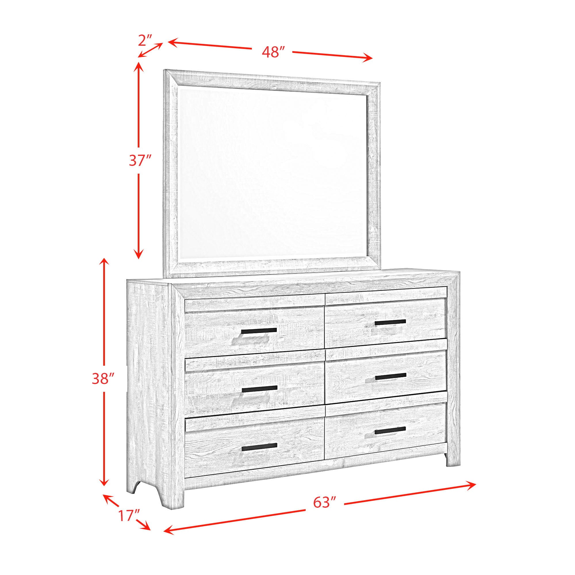 Ellen - Dresser & Mirror Set - White