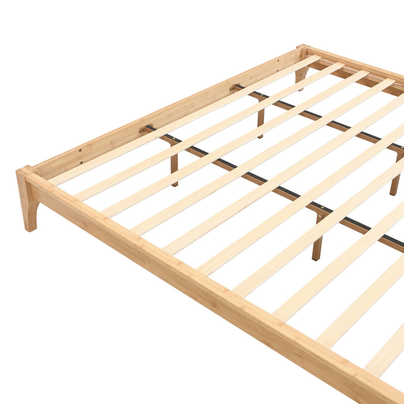 Solid Dry Bamboo Platform Bed Frame, With Slat Support