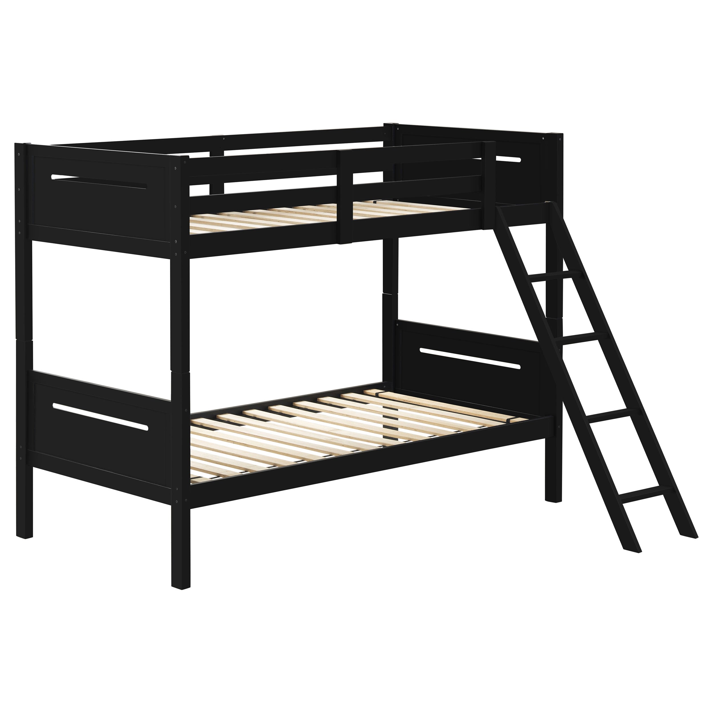Littleton Wood Twin Over Twin Bunk Bed Black — view 1