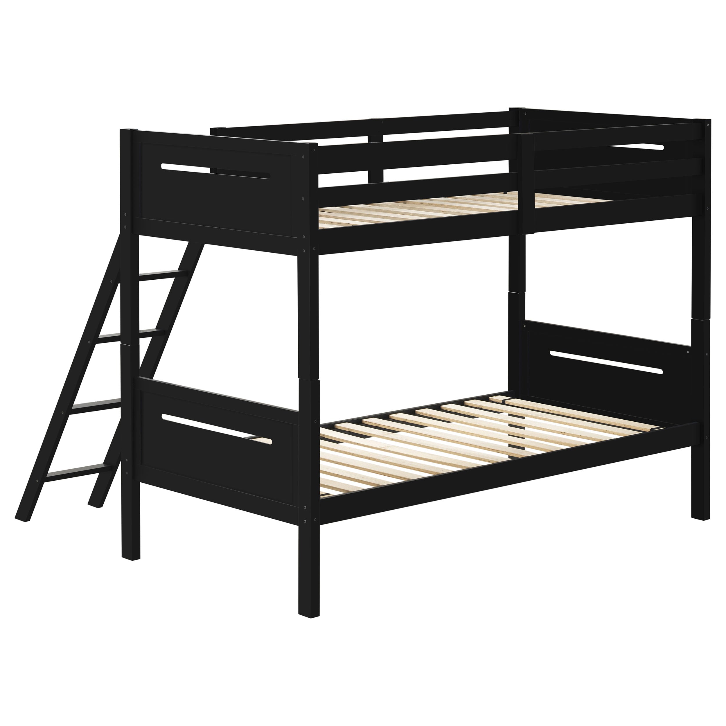 Littleton Wood Twin Over Twin Bunk Bed Black — view 4