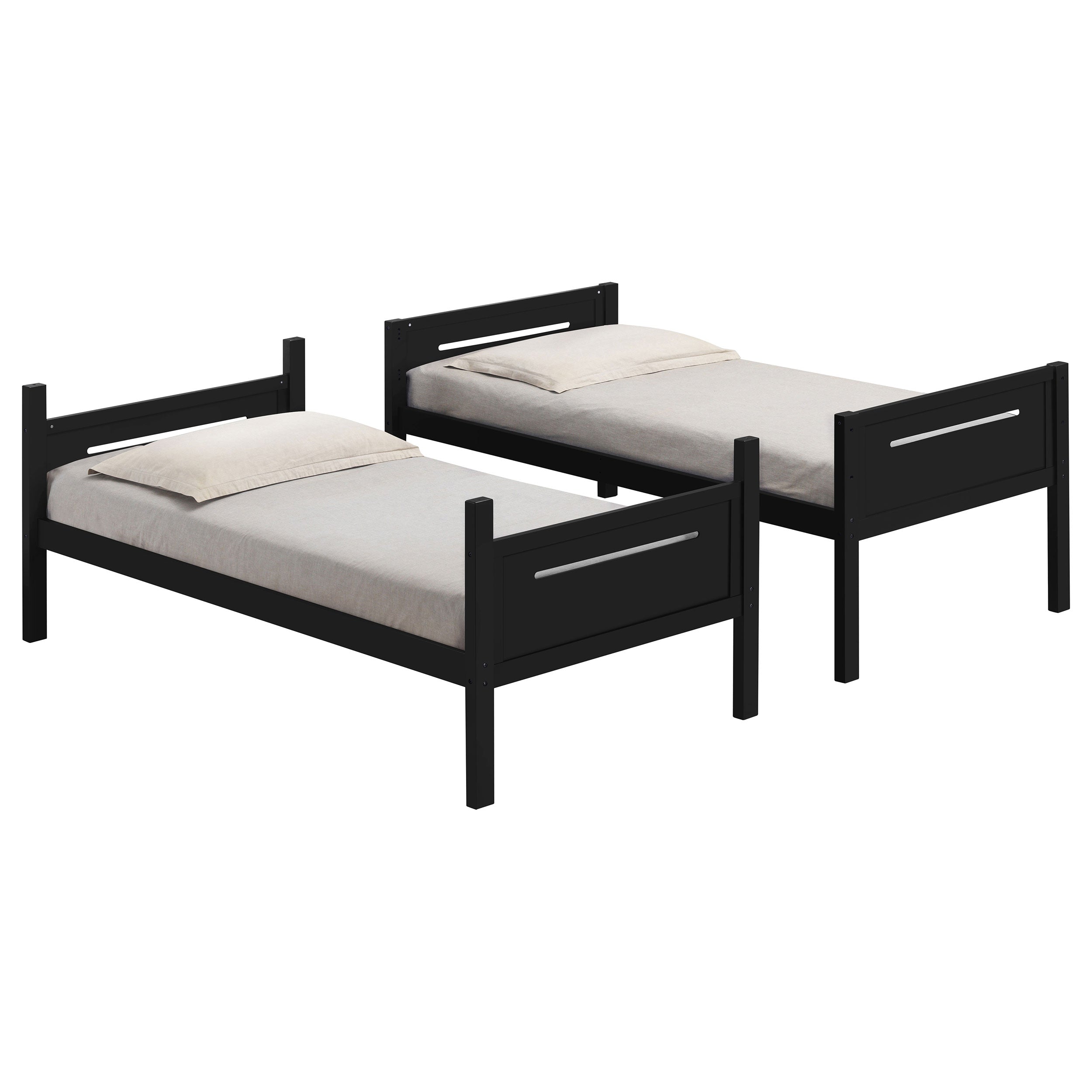 Littleton Wood Twin Over Twin Bunk Bed Black — view 5