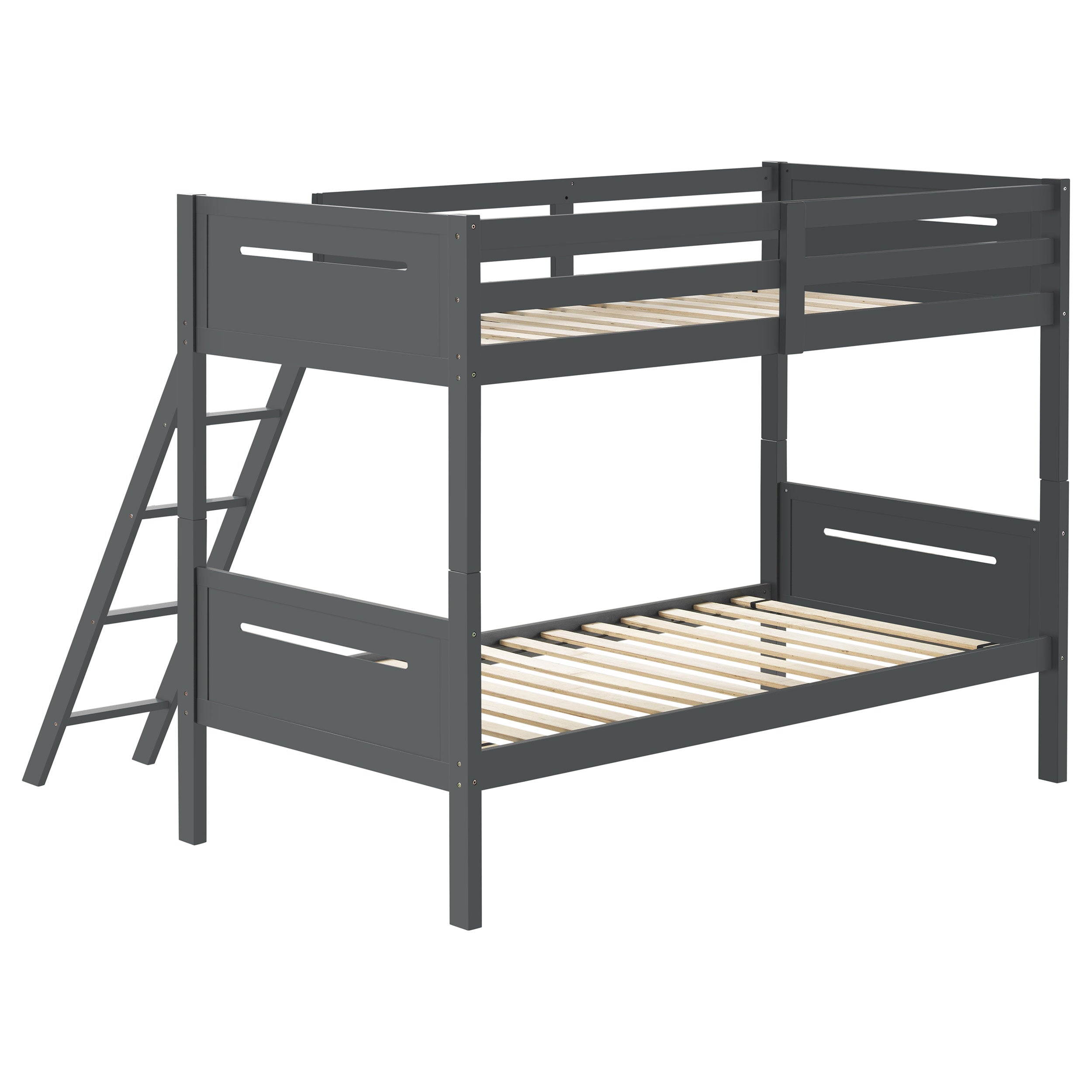 Littleton Wood Twin Over Twin Bunk Bed Grey — view 4