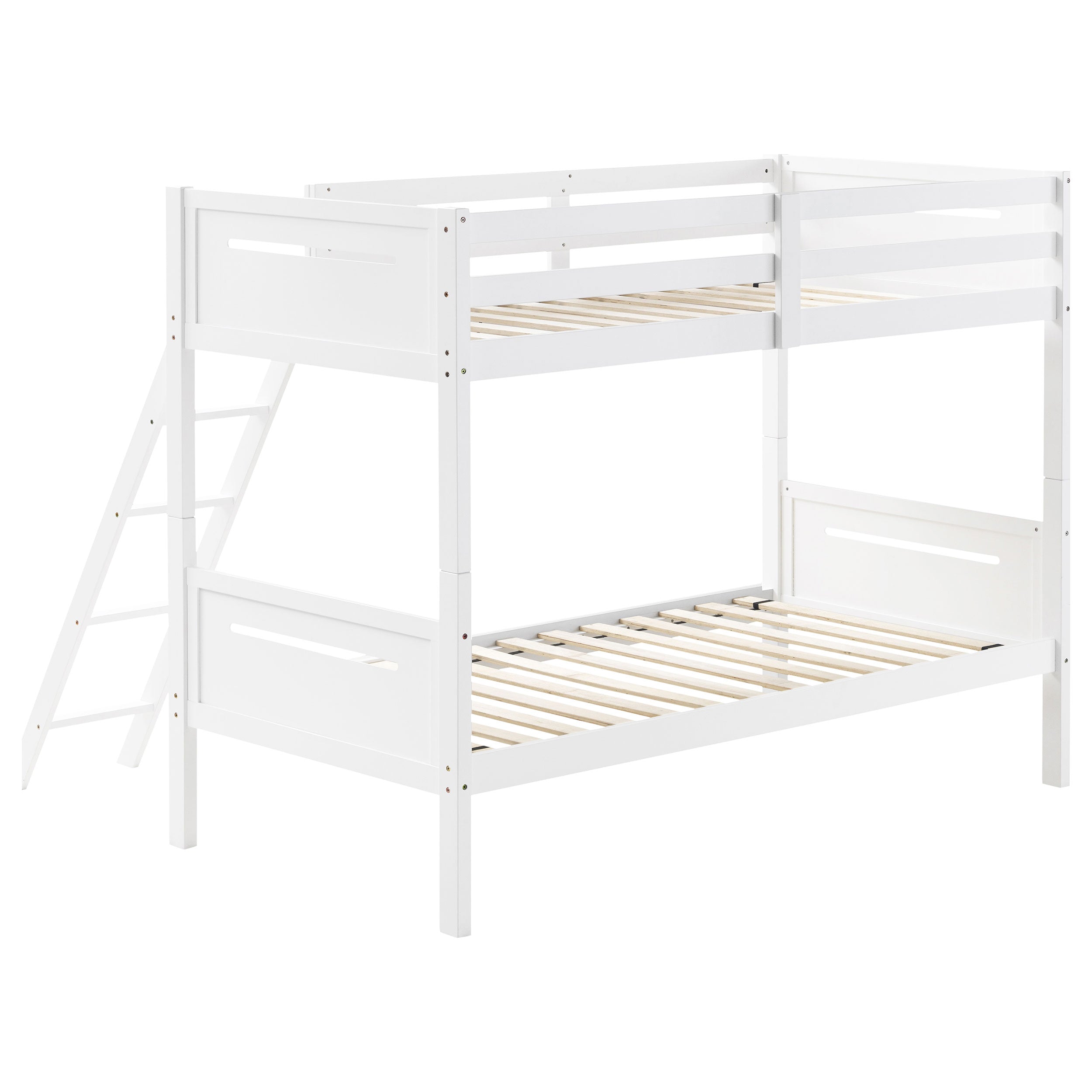 Littleton Wood Twin Over Twin Bunk Bed White — view 4