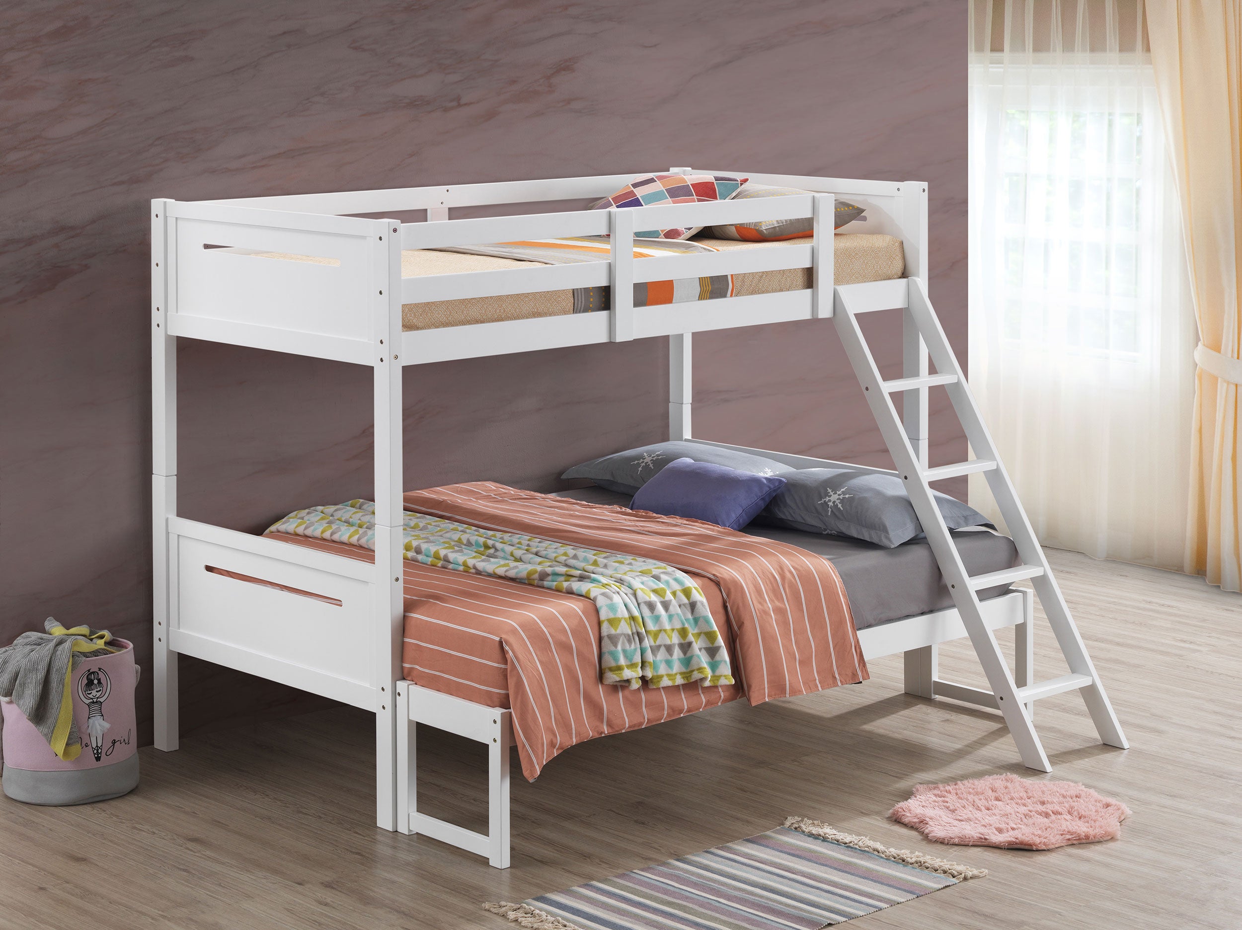 Littleton Wood Twin Over Full Bunk Bed White — view 2