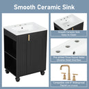 Classic Retro Bathroom Vanity With Sink, Door Shelf, Side Open Storage Frame