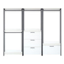 Fiona - Freestanding Walk In Wood Closet System, Metal Frame Melamine - White