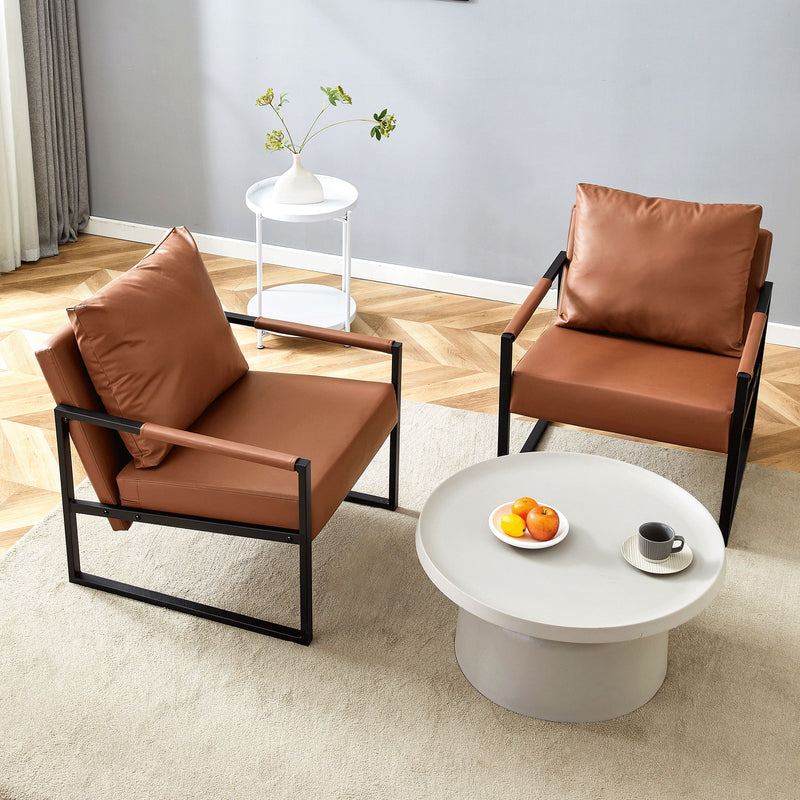 Classic Leather And Metal Frame Sofa, Ergonomically Designed, A Perfect Blend Of Modern And Industrial Styles