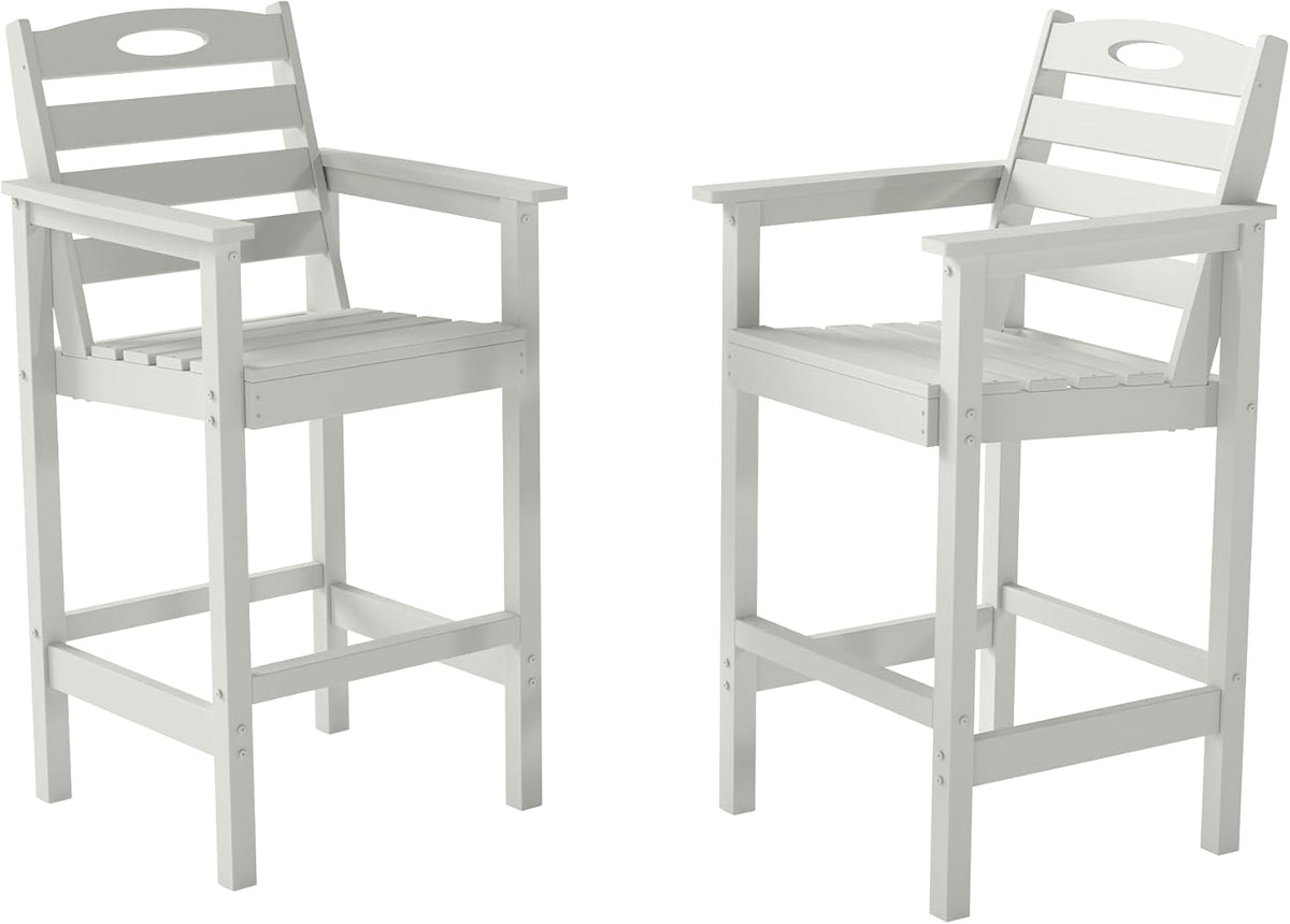 Crefise Tall Adirondack Bar Chairs, Set of 2 - Grey