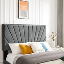 B108 Full bed Beautiful line stripe cushion headboard , strong wooden slats + metal support feet, Gray Flannelette