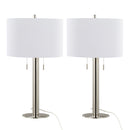 Master - 29" Contemporary Table Lamp (Set of 2) - Polished Nickel / White