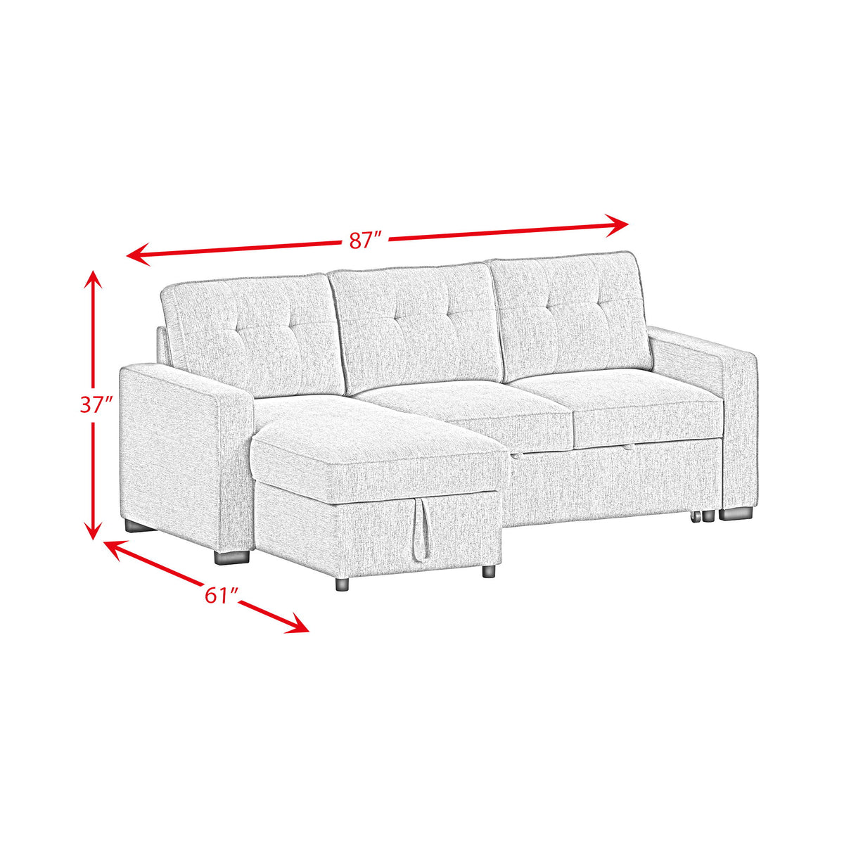 Homer 2 Piece Sectional in Clementine Gray by Elements International, view 4