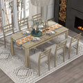 Wooden Dining Table Set Mutifunctional Extendable Table With Leaf And 2 Drawers, Dining Chairs With Soft Cushion