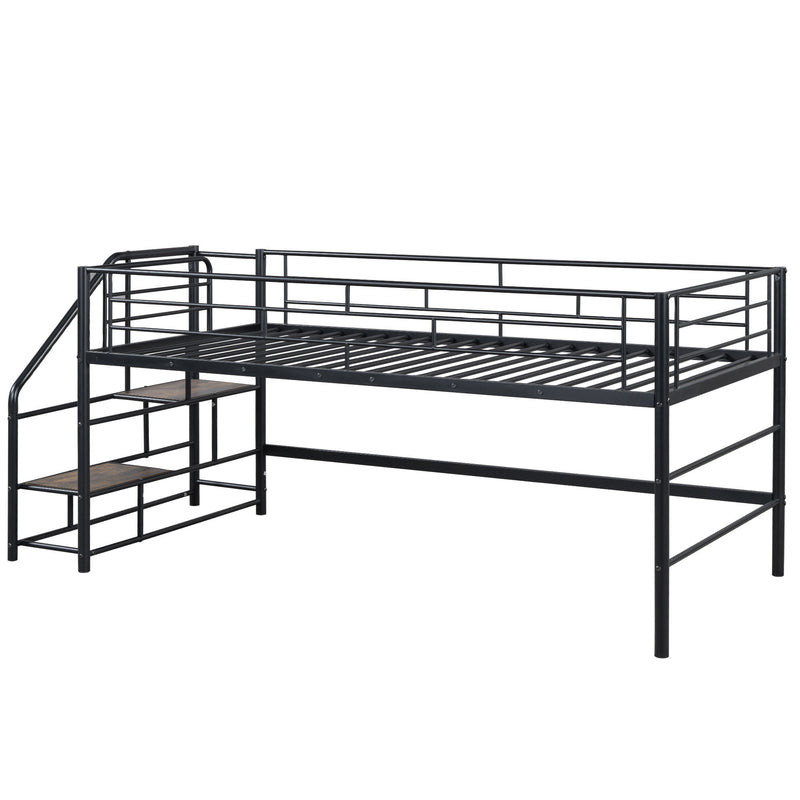 Loft Bed With Storage Stairs And Metal Frame