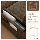 Oversized Chaise Lounge Indoor Rabbit Fur Sofa Bed With Storage Ottoman And Armrests Cup Holders With Deep Seat