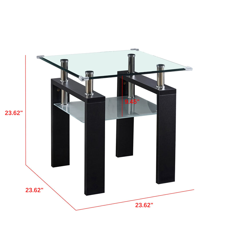 Clear Glass Top Side Table, End Table, Modern Design For Home