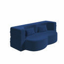 Modern Floor Sofa, With 2 Pillows, Convertible Teddy Fabric Foam Filled Bed