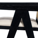 Woven Cane Plastic Backrest Bar Stool Foam Padded Fabric Seat & Durable Rubberwood Frame - Cream Gray