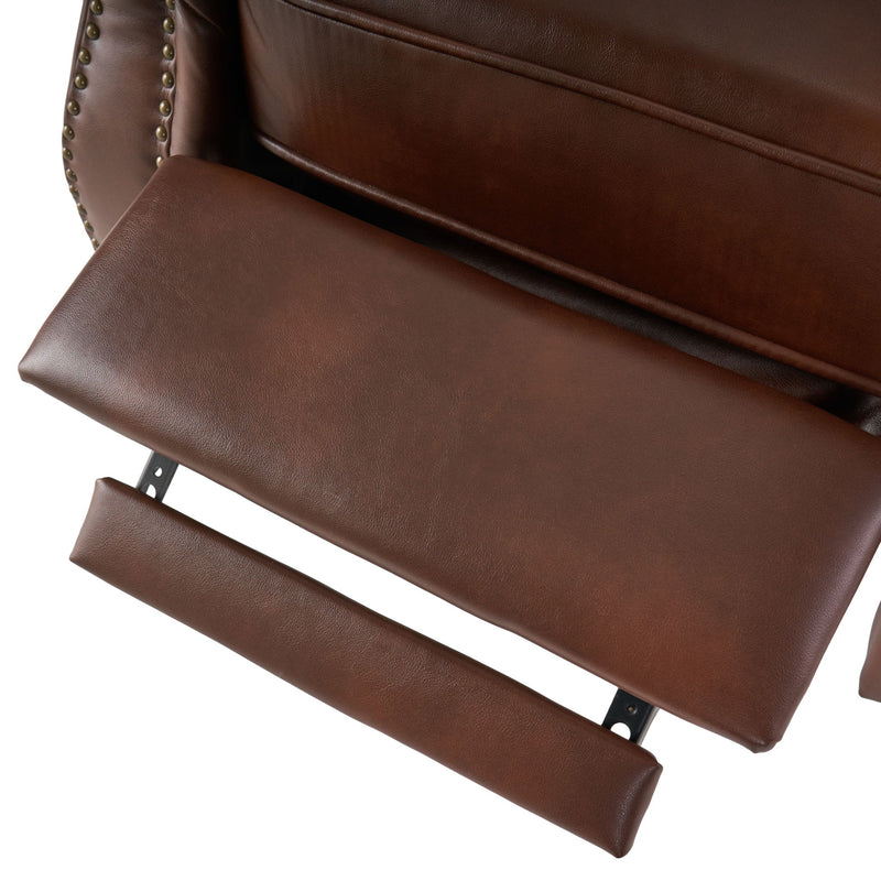 Neville - Recliner Chair With Push Back Function And Birch Wood Legs - Brown