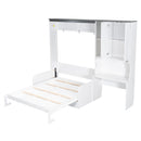 Multi Functional Murphy Bed With Sofa, Desk, And Storage Cabinet, Queen Size - White