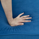 Mid Century Chesterfield Velvet Fabric Sofa With Roll Armrest & Nailhead, Blue, 87 Inches