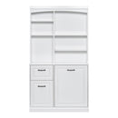 Bathroom Storage Cabinet With Tilt Out Hamper, Tall Free Standing Organizer With Drawers & Adjustable Shelves, Linen Tower With Steel Handles - White