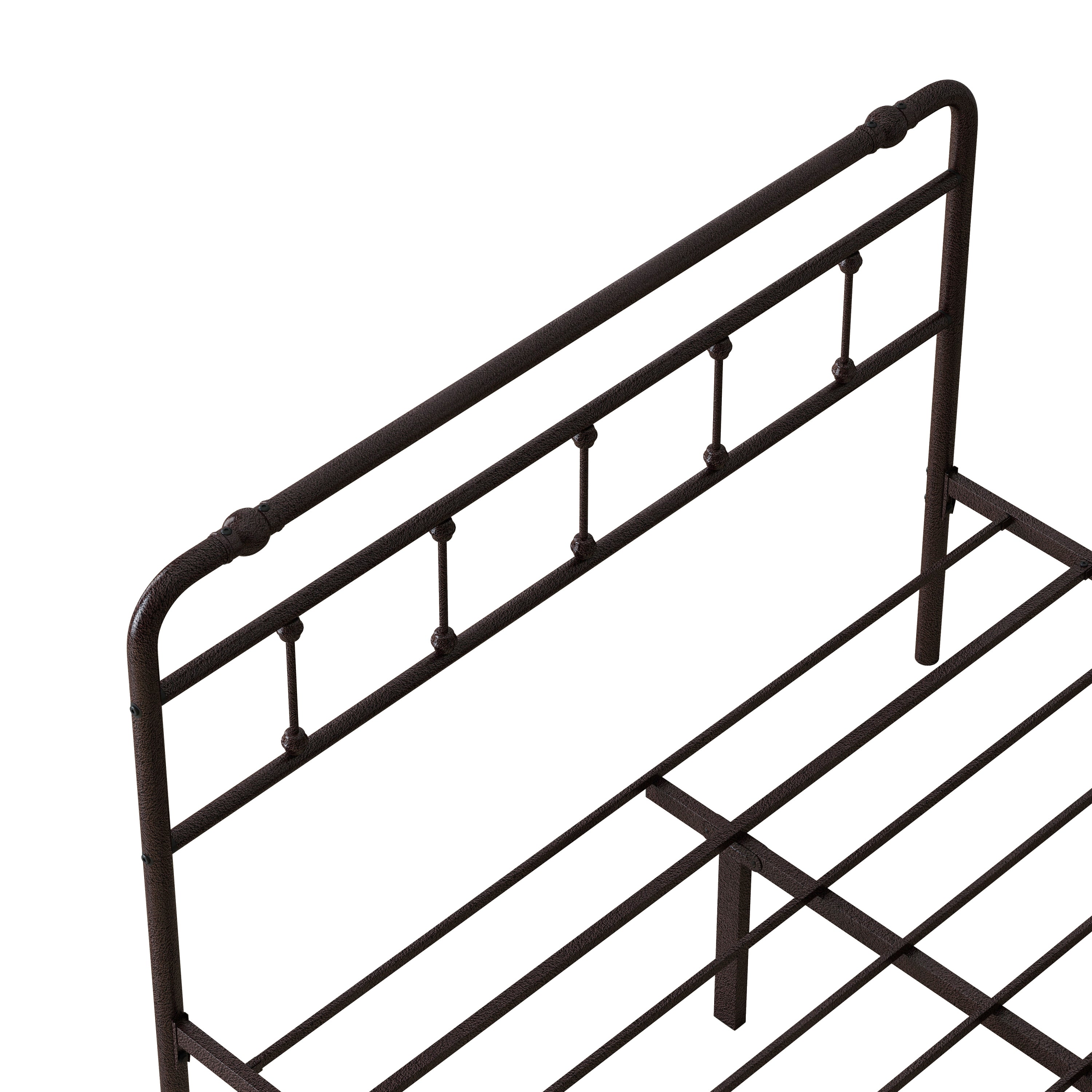 Queen Size Metal Platform Bed Frame with Victorian Style Wrought Iron-Art Headboard/Footboard