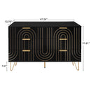 Modern 6 Drawer Dresser, Modern Dresser With Metal Handles, Storage Chest Of Drawer, Wide Dresser Drawer Organizers With Carving Design For Bedroom, Living Room, Hallway - Black