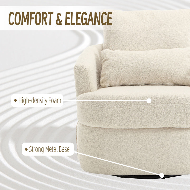 Modern Barrel Comfy Round Accent Sofa Chair, 360 Degree Swivel