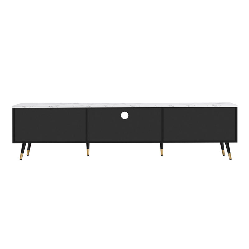 Modern TV Stand With 2 Cabinets & Open Compartments, Entertainment Center For Tvs Up To 80''