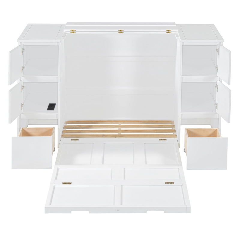 Murphy Bed With Drawers, Cabinets, And USB Ports
