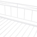 Twin Size Metal Daybed with Twin Size Adjustable Trundle, Portable Folding Trundle, White