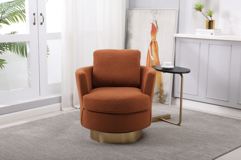 Barrel Chair, Swivel Accent Chairs Armchair For Living Room, Reading Chairs For Bedroom Comfy, Round Barrel Chairs With Gold Stainless Steel Base