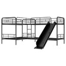 Mission Style Twin Size L-Shaped Bunk Bed With Slide And Ladder - Black