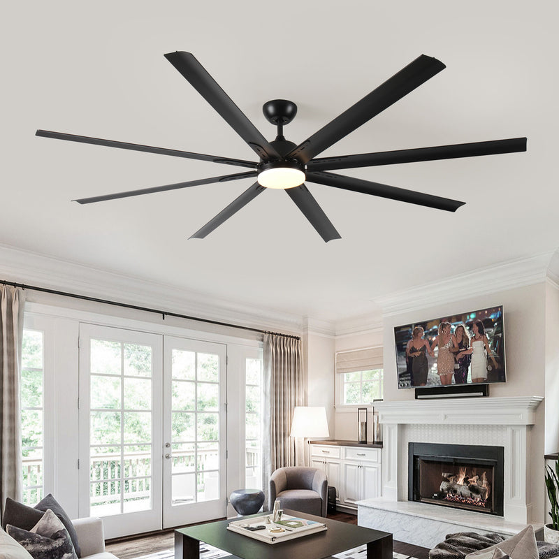 Super Large Black Ceiling Fan With Remote Control - Black