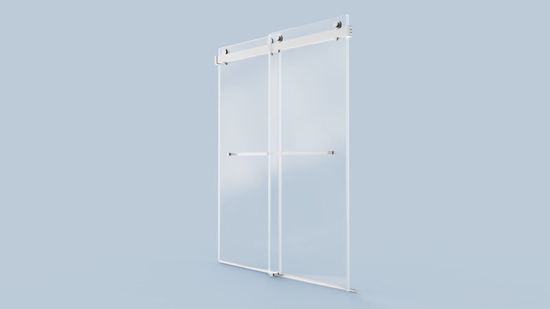 Frameless Double Sliding Soft-Close Shower Door, 3 / 8" (10Mm) Thick SGCC Tempered Glass Door, Matte