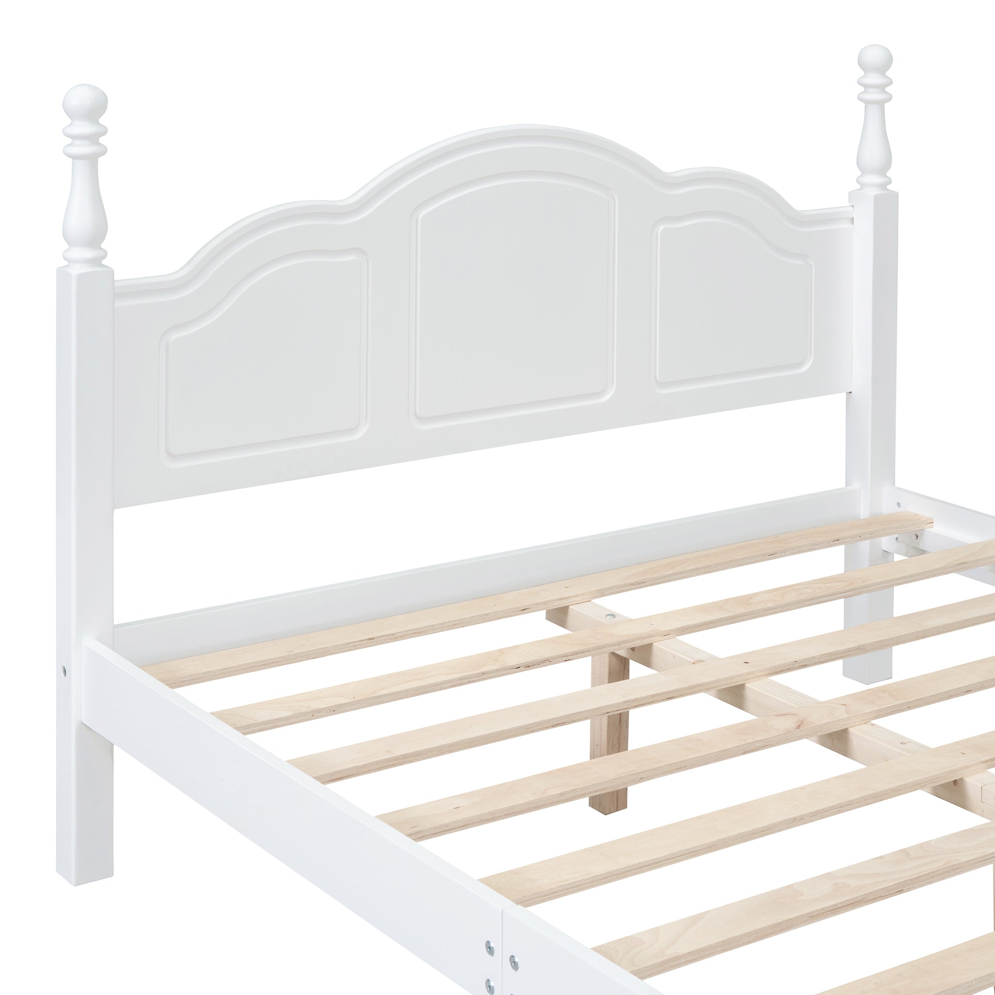 Full Size Wood Platform Bed Frame,Retro Style Platform Bed with Wooden Slat Support,White - Atlantic Fine Furniture Melbourne FL