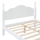 Full Size Wood Platform Bed Frame,Retro Style Platform Bed with Wooden Slat Support,White