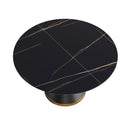 Round Modern Artificial Stone Carbon Steel Base Dining Table, Can Accommodate 6 People - Black