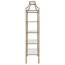 Serena - 5-Shelf Glass Bookshelf - Gold