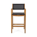 Outdoor Barstool With Woven Wicker And Frame (Set of 2) - Teak