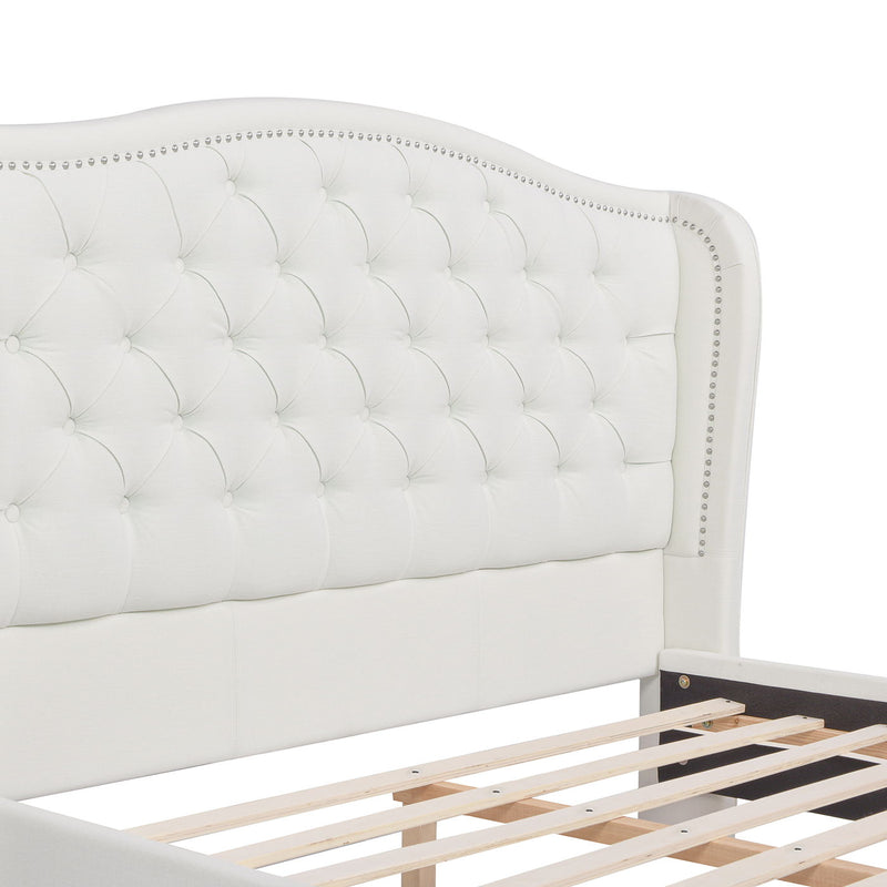 Fontana - Queen Wingback Upholstered Platform Bed Frame