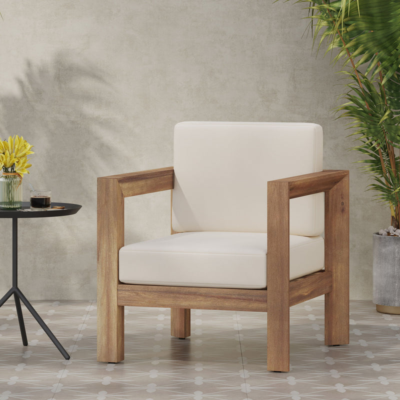 Outdoor Club Chair With Cushion And A Shape Legs - Beige