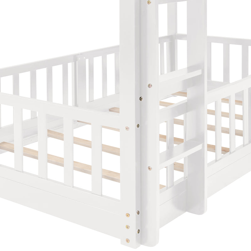 Twin Over Twin Bunk Bed with Slide and Ladder, White(Old SKU:LP000009AAK)